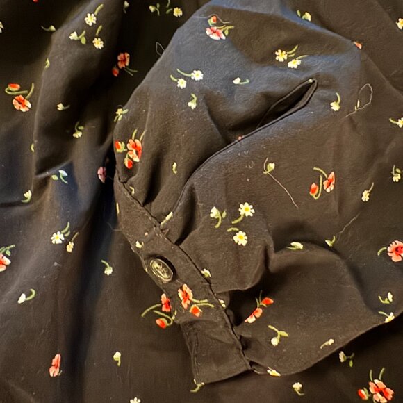 Levi’s Women’s Zenda Ruched Long-Sleeve Blouse Black Floral Size M MSRP $59 - Picture 9 of 12